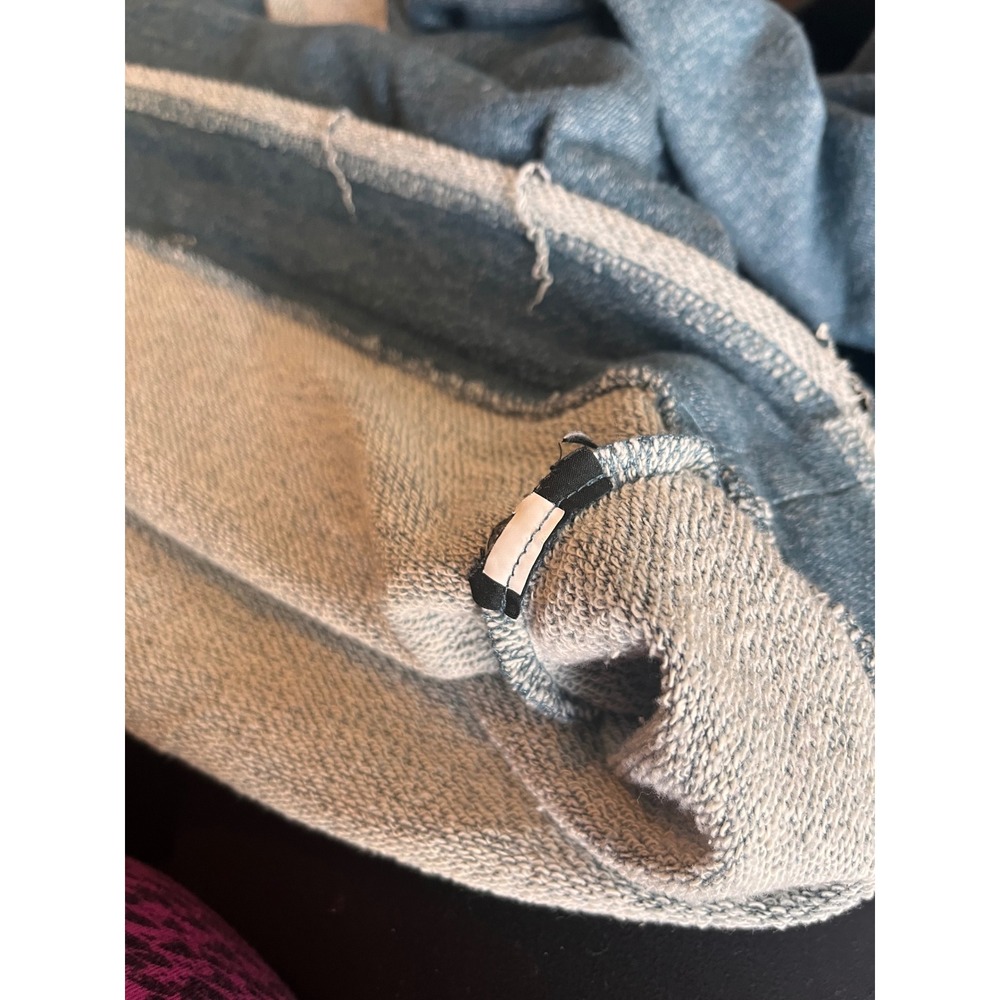 Rock & Republic Blue Heathered Shoulder Zip Raw Edge Sweatshirt XS - Picture 2 of 4